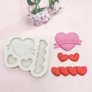 Large heart with love hearts theme silicone mould