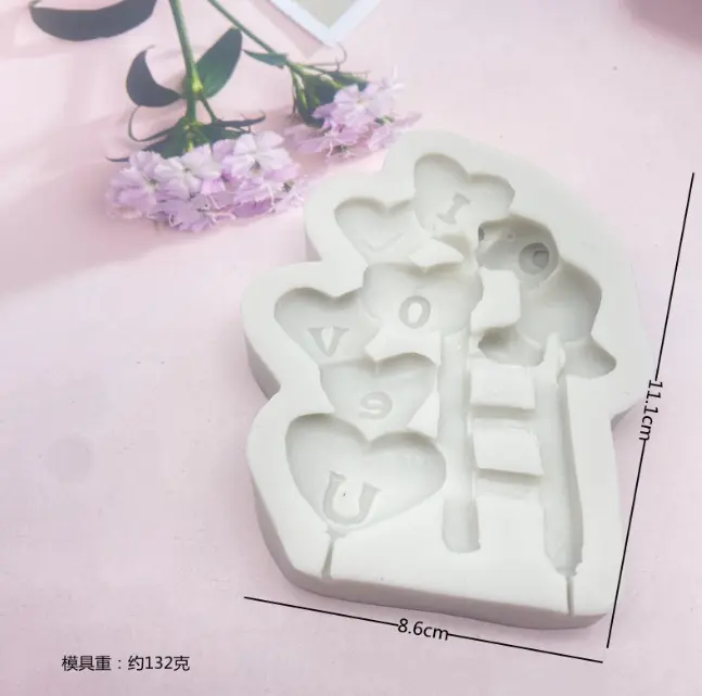 teddy with heart ladder silicone mould