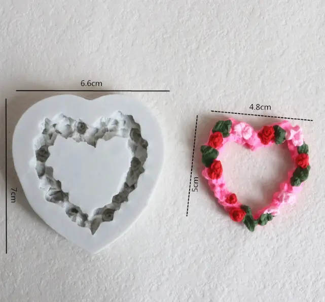 Heart floral silicone mould