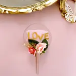 Love acrylic cake topper with fabric flower