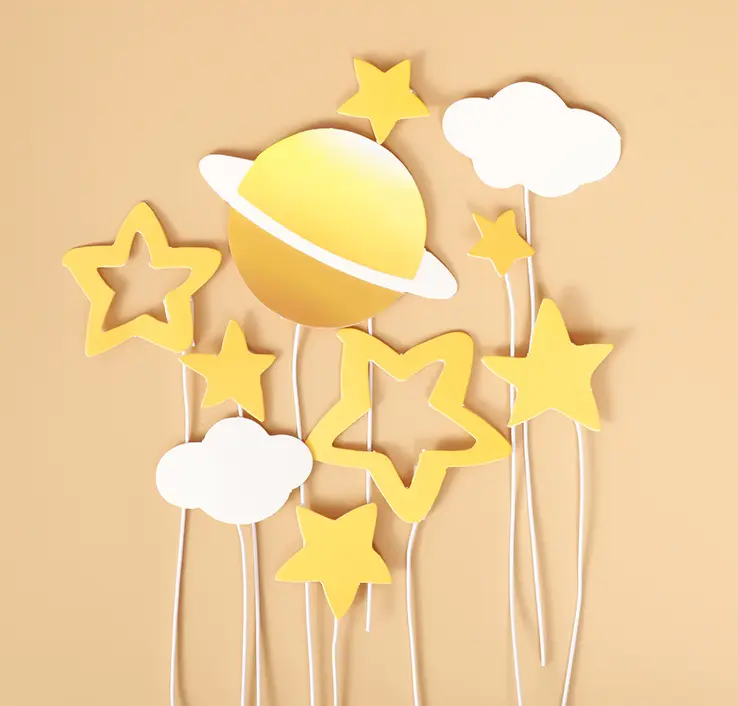 10 pcs Universe stars clouds cake topper set