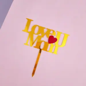 Love you mom with heart capital letter cake topper