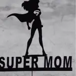 2 pcs Super mom lady black cake topper