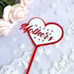 Red heart double acrylic Happy mothers day cake topper