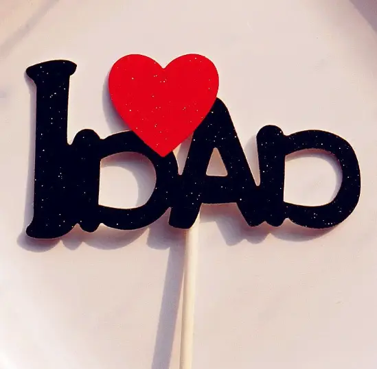 I love dad with red heart cake topper