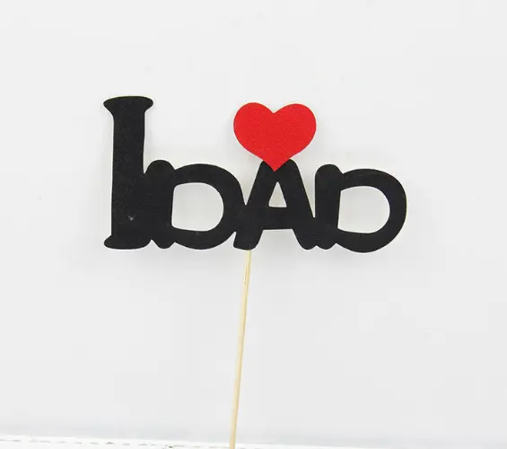 I love dad with red heart cake topper
