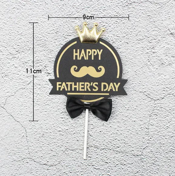 Happy fathers day with crown and bow cake topper