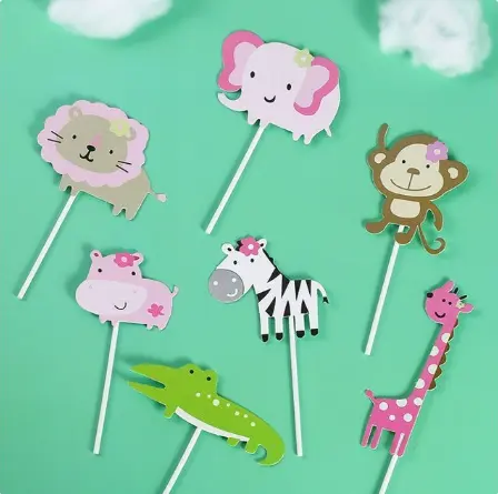 7 pcs cute Animal cake/cupcake topper theme cake decoration