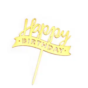 Golden happy birthday cake topper
