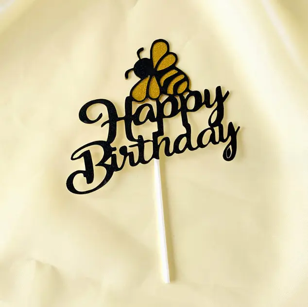 1 pcs Bumble bee Happy Birthday Cake Topper