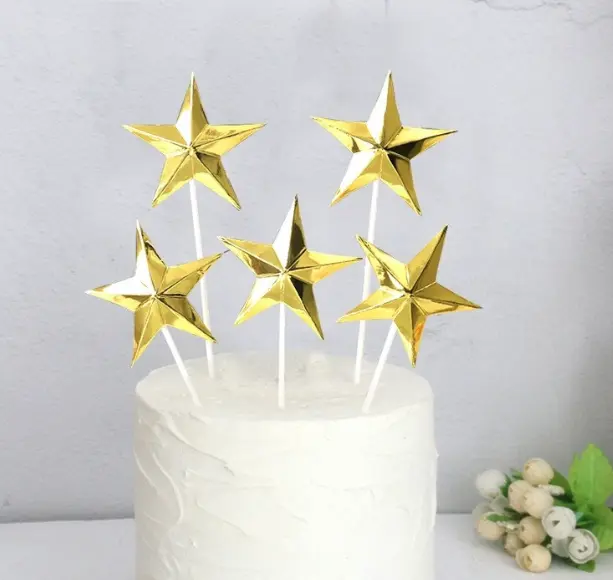 10 pcs silver and golden Star Cake Topper