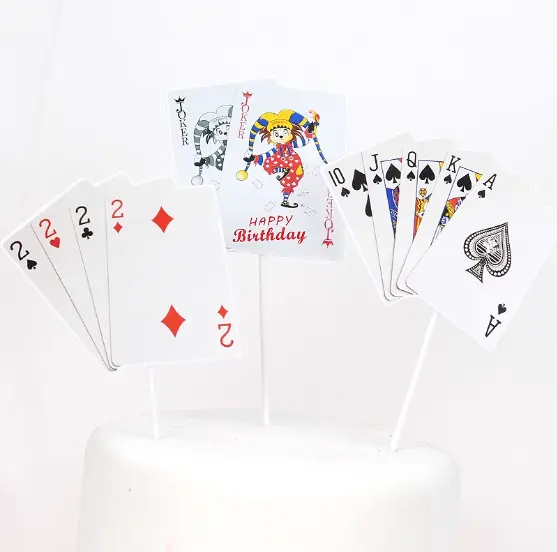 3 pcs set casino cards,Diwali party cake topper