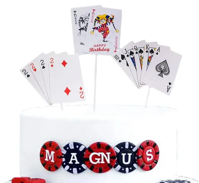 3 pcs set casino cards,Diwali party cake topper