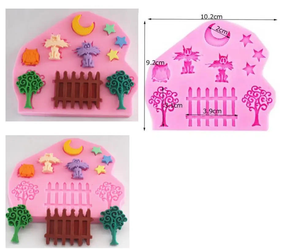 Night owl scary night Halloween theme silicone fondant mould