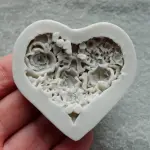 Rose heart shape silicone fondant mould