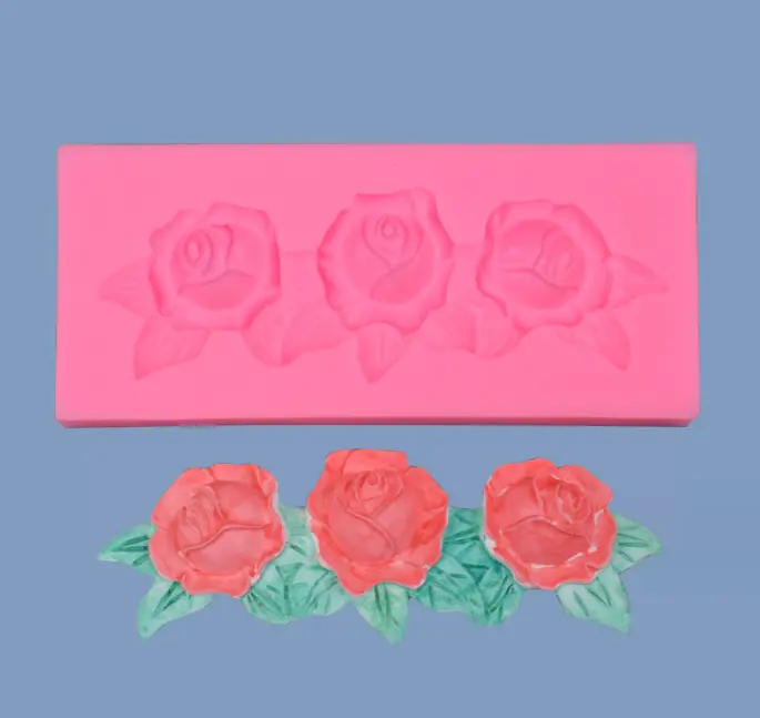 Silicone Budding Roses & Leaves flower Mould