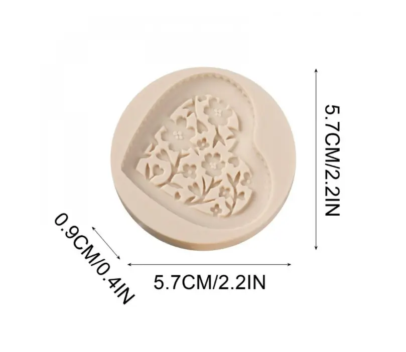 Floral Design Heart Shape Fondant Mould