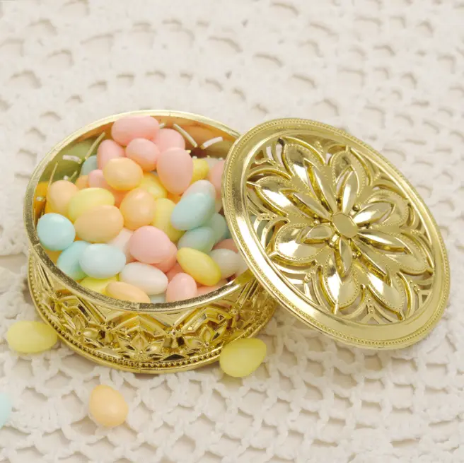1 pcs Biodegradable Simple polymer Candy Boxes Plastic Wedding Favor Boxes Candy Jars Candy Storage Boxes Gift Boxes for Wedding Baby Shower Christmas Birthday Party,Gold Supplier