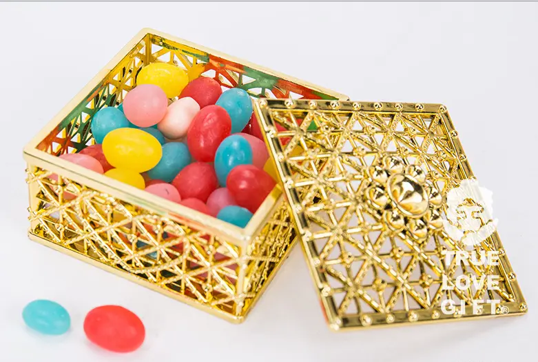 1 pcs Biodegradable Simple polymer Candy Boxes Plastic Wedding Favor Boxes Candy Jars Candy Storage Boxes Gift Boxes for Wedding Baby Shower Christmas Birthday Party,Gold Supplier