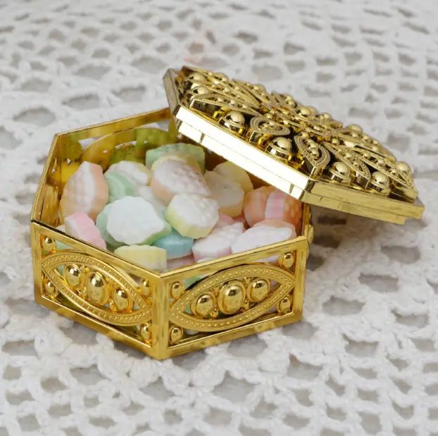 1 pcs Biodegradable Simple polymer Candy Boxes Plastic Wedding Favor Boxes Candy Jars Candy Storage Boxes Gift Boxes for Wedding Baby Shower Christmas Birthday Party,Gold Supplier