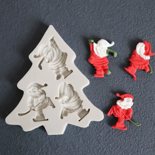 3 cavity santa silicone mould