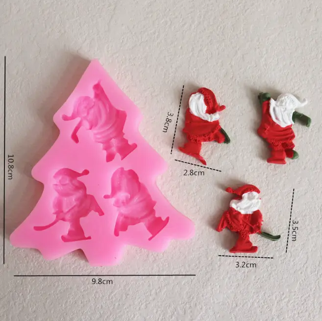 3 cavity santa silicone mould