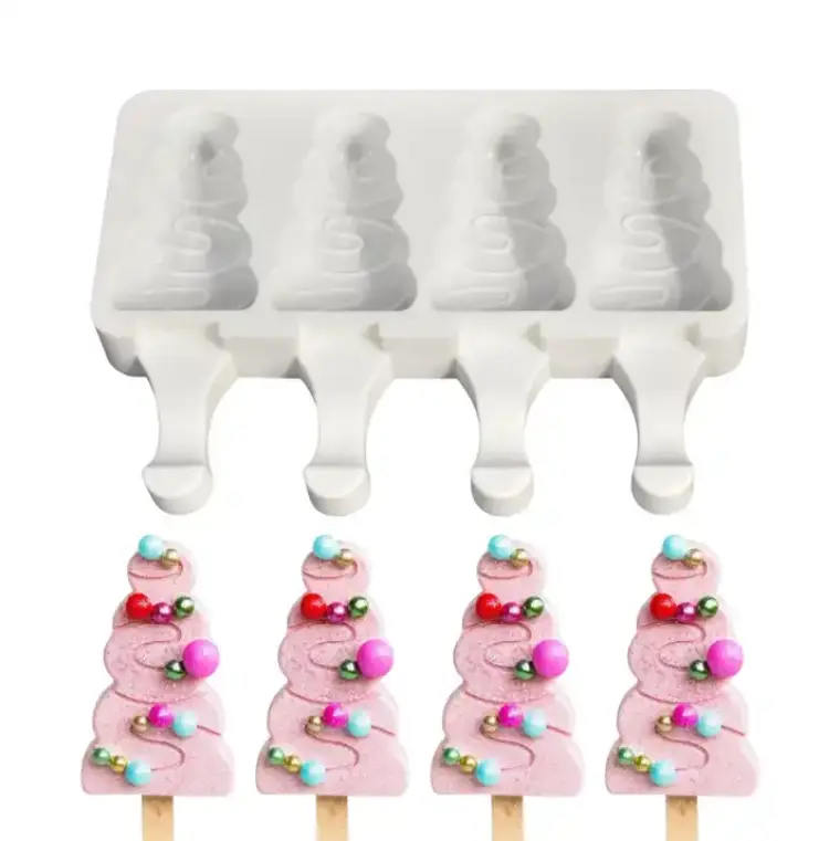 3 cavity Christmas Tree Popsicle Mould Ice Pop Mould