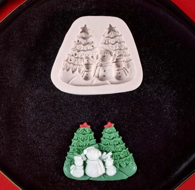 Christmas tree snowman theme silicone mould