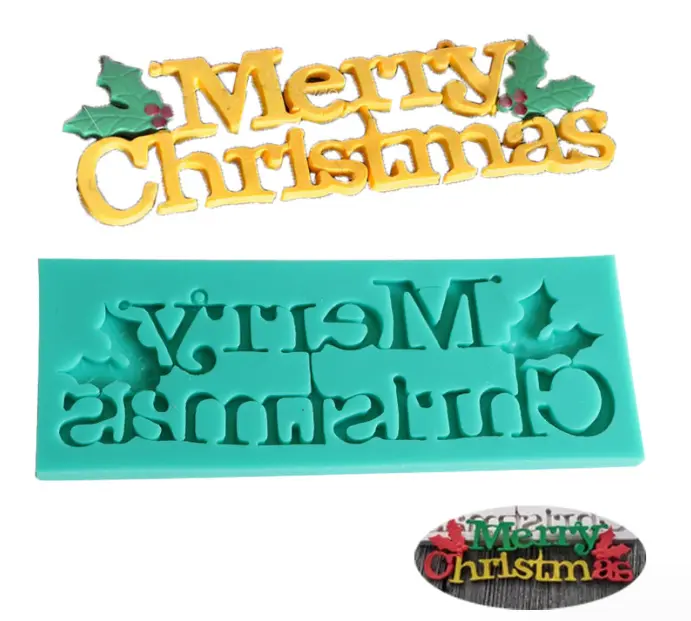 Merry christmas silicone mould for fondant,chocolates,resin etc