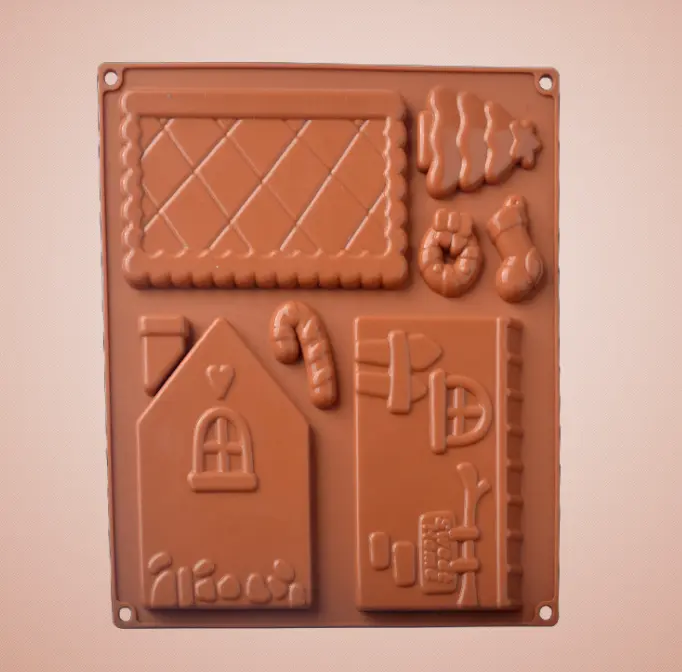 2 pcs Different Christmas Houses Silicone Cake Mold for chocolate and cookie