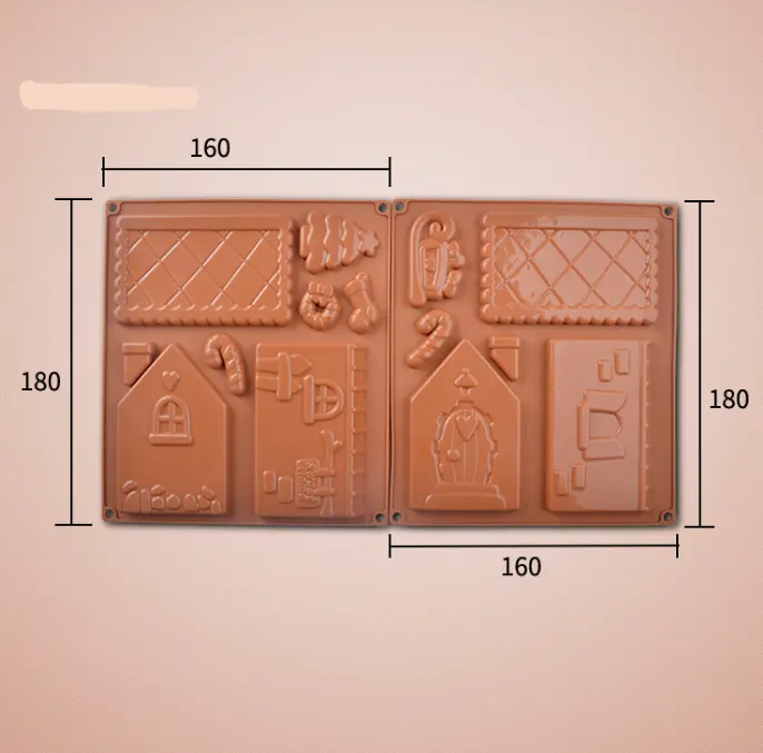 2 pcs Different Christmas Houses Silicone Cake Mold for chocolate and cookie