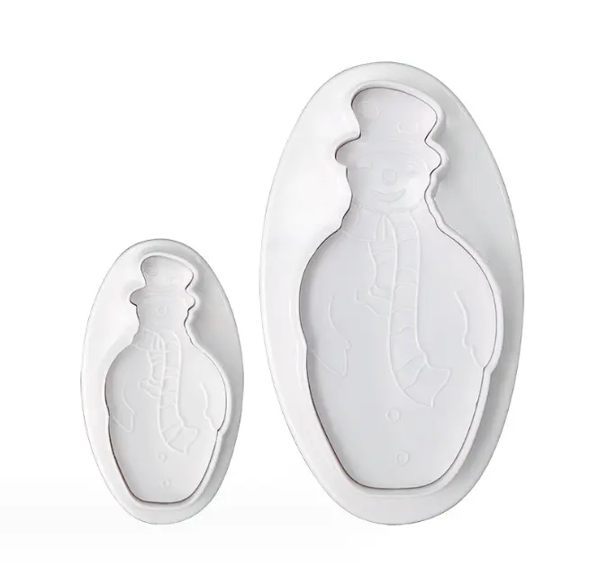 2 pcs Christmas snowman cookie plunger set