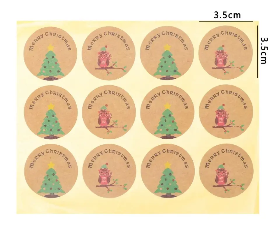 1 sheet with 12 sticker Christmas theme sticker sheet