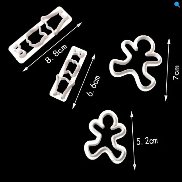 Cake Decor 2Pcs Gingerbread Man Shape Plastic Fondant Cookie Cutters