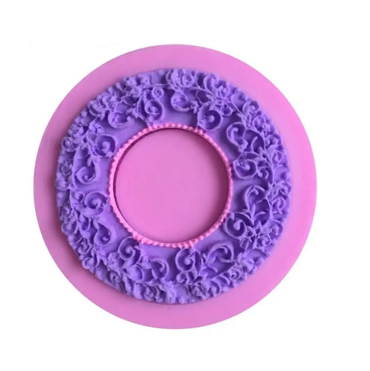 Floral round frame silicone mould