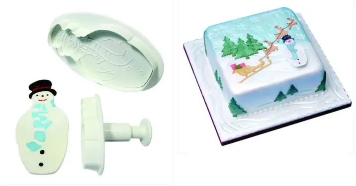 2 pcs Christmas snowman cookie plunger set