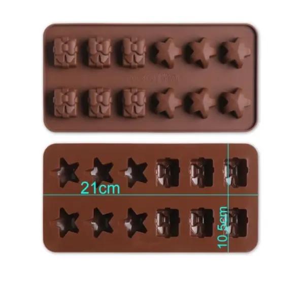 Stars and Gift Shaped Christmas Chocolate Mould