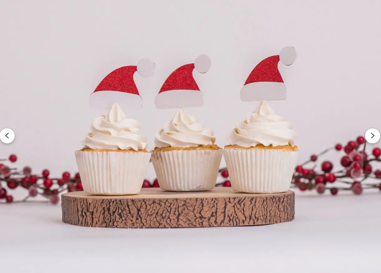 3 pcs santa Christmas hat cupcake topper