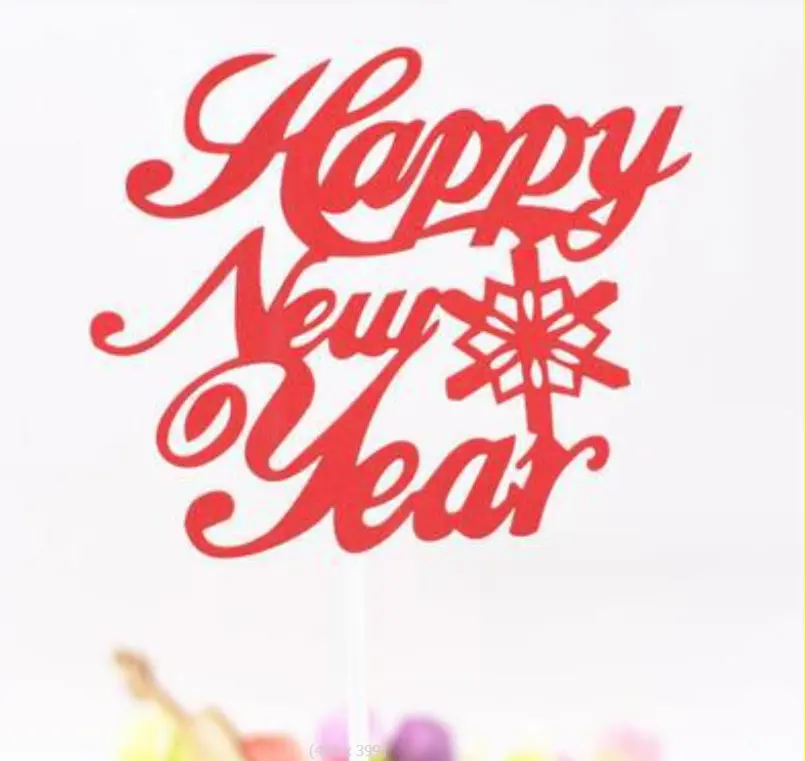 1 pcs red Happy new year cake topper