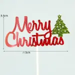 1 pcs red Merry Christmas cake topper