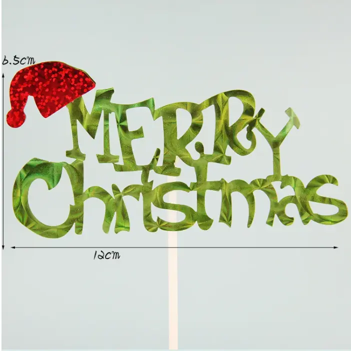 1 pcs green Merry Christmas cake topper