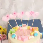 5 pcs pink heart cake topper
