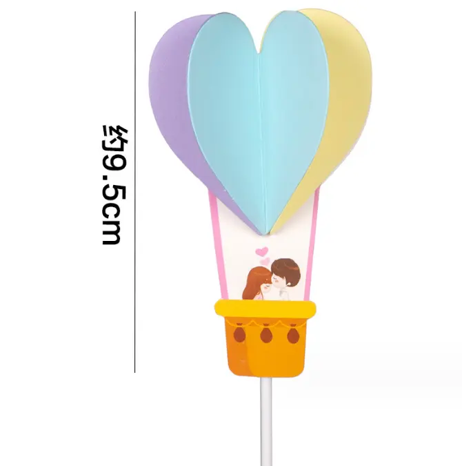 3D Hot air balloon love couple cake topper