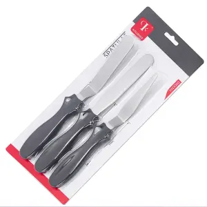 3pcs/set Stainless Steel Cream Spatula Cake Scraper Smoother Palette Knife Cake Decorating (random colour )