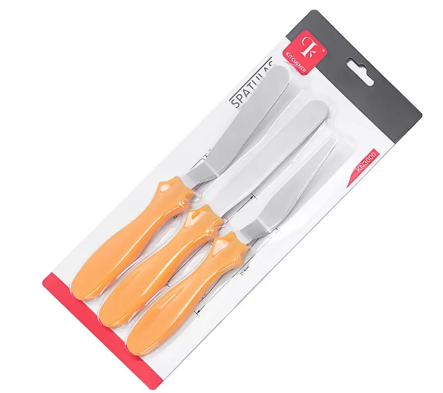 3pcs/set Stainless Steel Cream Spatula Cake Scraper Smoother Palette Knife Cake Decorating (random colour )