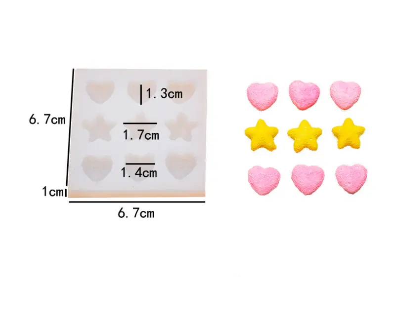 3d hearts and stars silicone mould