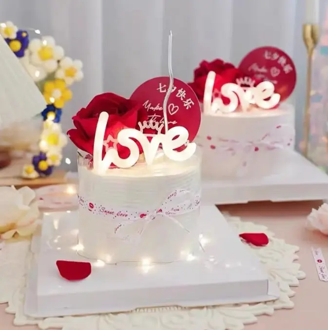 1 pcs led love cake toy topper