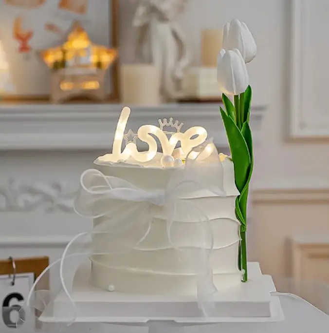 1 pcs led love cake toy topper