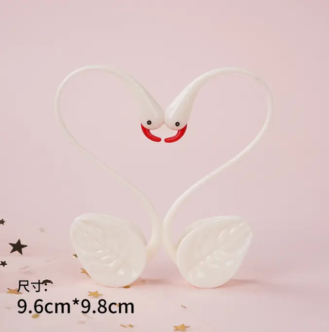 1 pcs white love swan cake toy topper