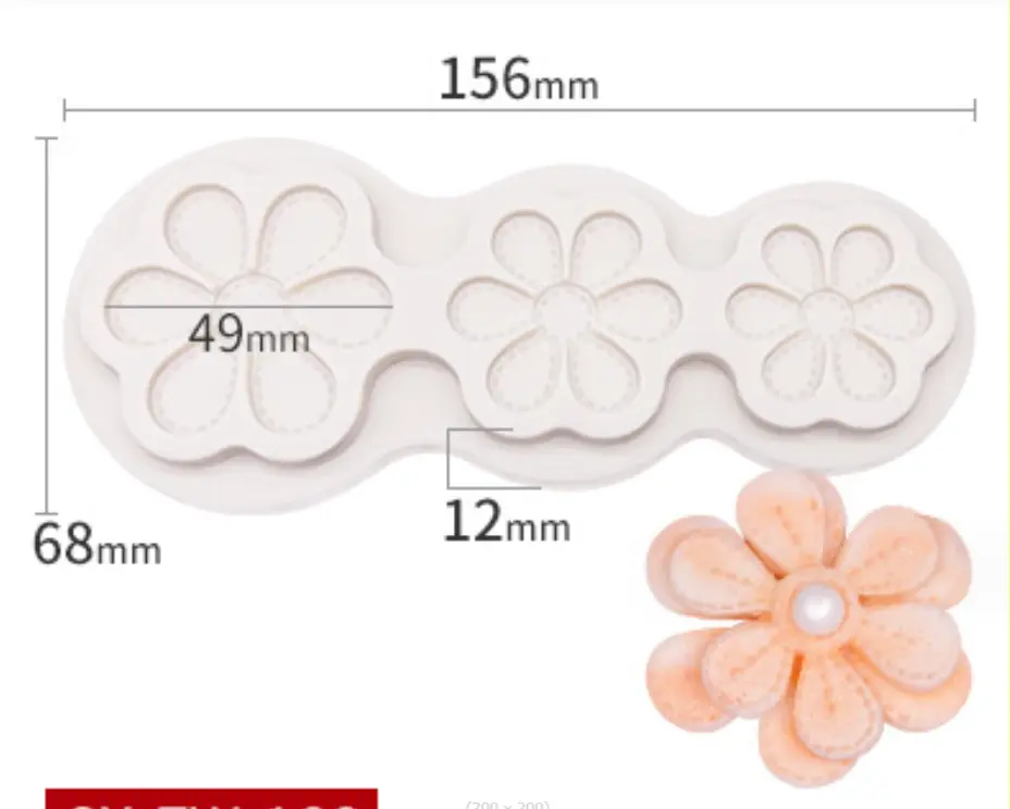 3 cavity Flower silicone mould